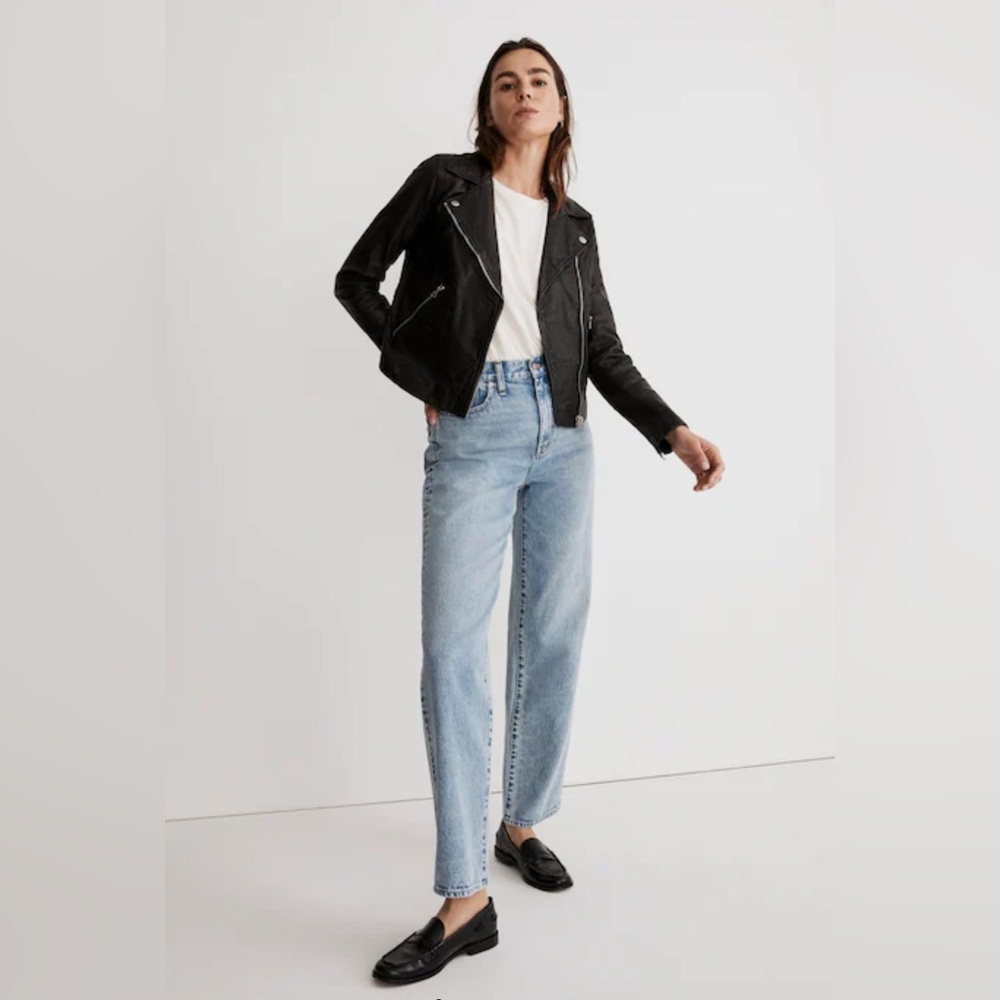 NWT Madewell Black Leather Jacket size Medium Brass Hardware Edition - Picture 9 of 13